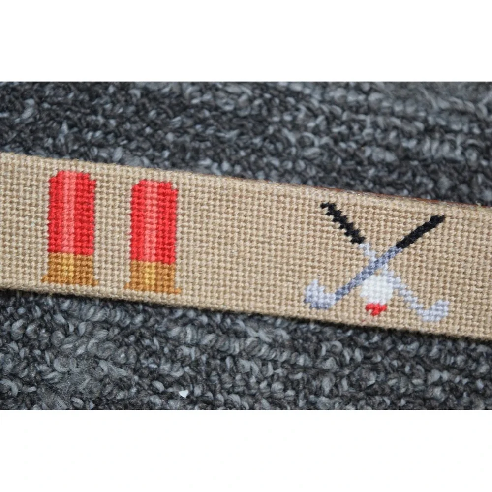 Brewster Belt Co CUSTOM Needlepoint HUDSON FAMILY Belt 40 North Carolina Fishing